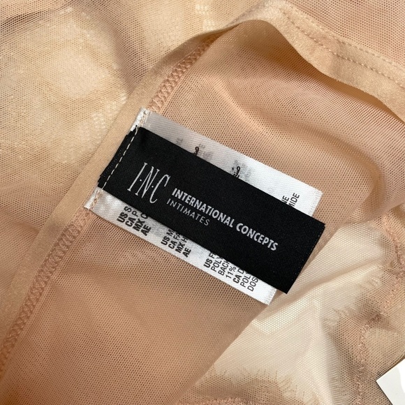 INC Intimates Underwire Lace Bra & Lace Trim Mesh Brief Underwear Almond Latte S - Picture 13 of 14